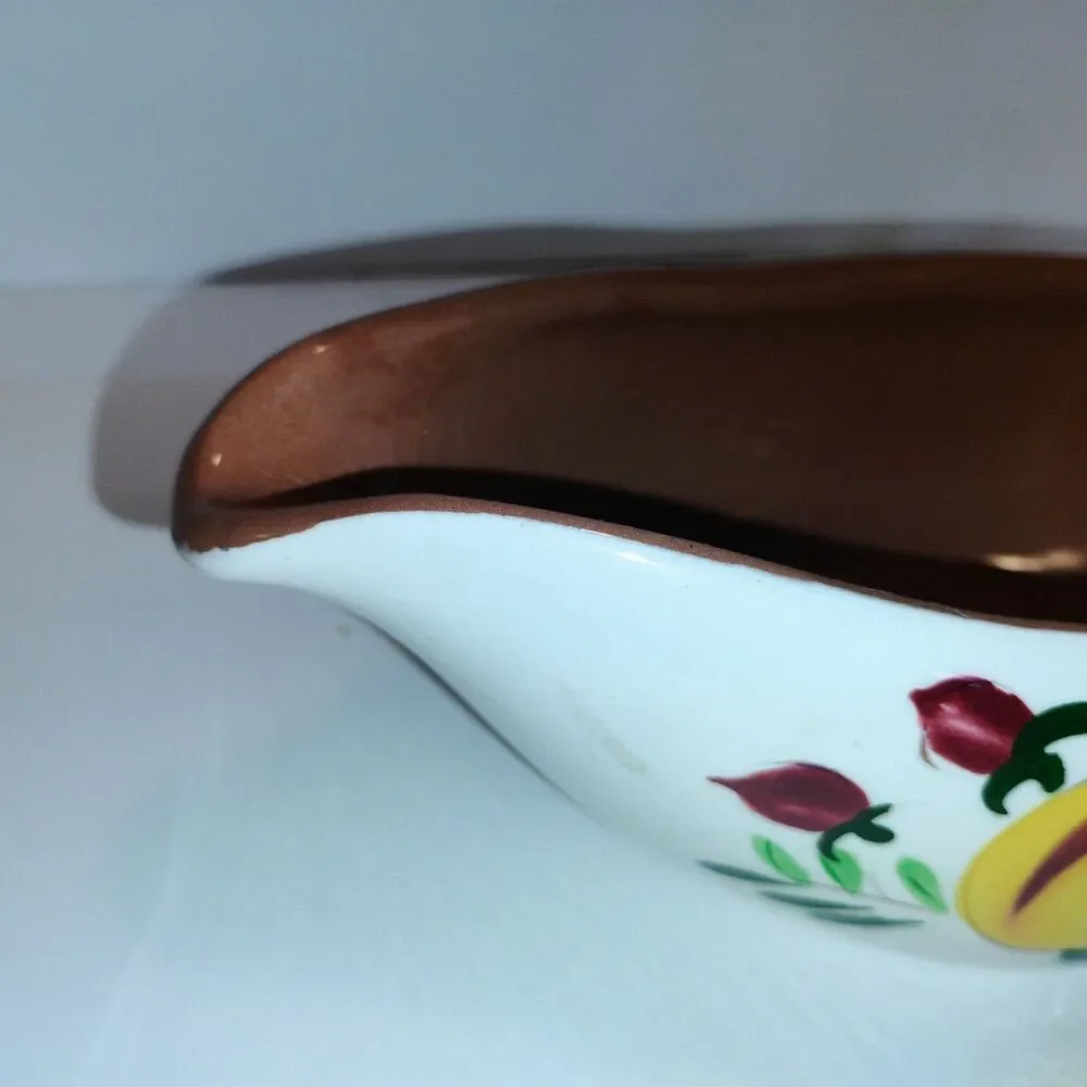 Stangl Pottery Apple Delight Gravy Boat with Attached Underplate – Hand Painted